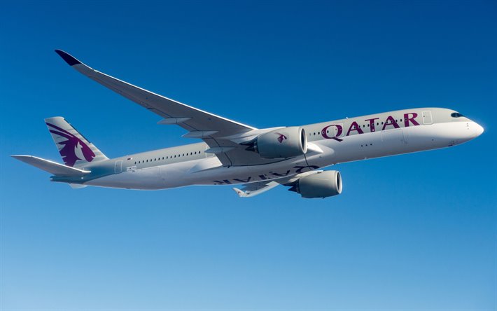 L&#39;Airbus A350-900, avion de passagers de Qatar Airways, l&#39;avion, l&#39;A350 XWB d&#39;Airbus, avions modernes, Airbus