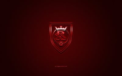 Real Salt Lake, MLS, Amerikansk fotboll club, Major League Soccer, r&#246;d logo, red kolfiber bakgrund, fotboll, Salt Lake City, Utah, USA, Real Salt Lake logotyp