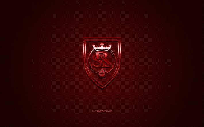 Le Real Salt Lake, MLS, l&#39;American club de football, de la Ligue Majeure de Soccer, le logo rouge, rouge de fibre de carbone de fond, football, Salt Lake City, Utah, etats-unis, le Real Salt Lake logo