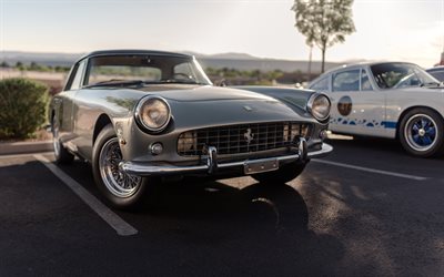 Ferrari 330 GT, 1964, exterior, retro sports cars, retro coupe, gray 330 GT, italian retro cars, Ferrari