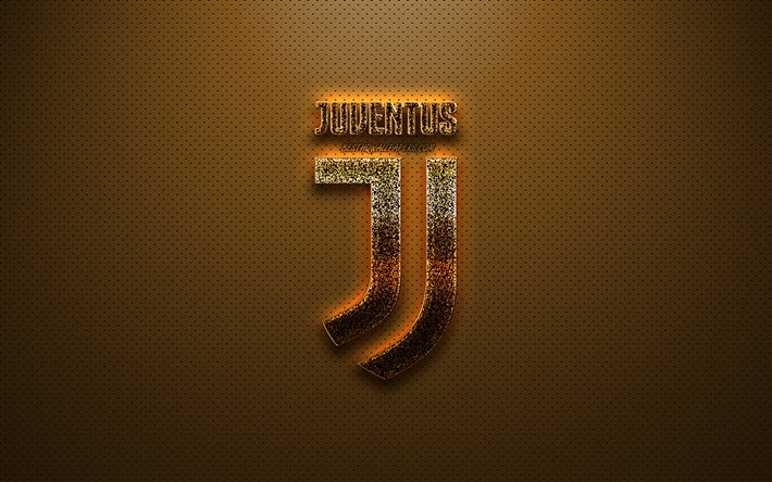 A Juventus FC, Italiano de futebol do clube, Turim, It&#225;lia, A Juventus glitter, logo, emblema, Serie A, A Juventus logotipo, fundo dourado