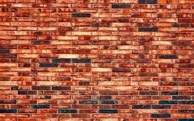 brown brickwall, 4k, brown tijolos, tijolos texturas, parede de tijolo, tijolos, parede, pe&#231;as coloridas, id&#234;ntico tijolos, tijolos de fundo, brown stone fundo