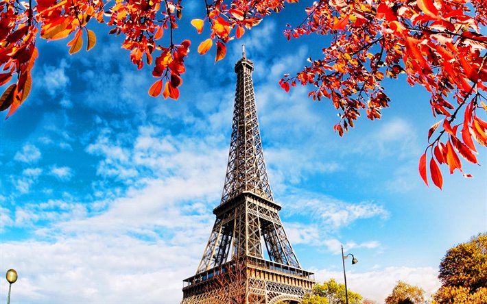 Par&#237;s, oto&#241;o, la Torre Eiffel, en franc&#233;s monumentos, a Europa, a Francia, a Par&#237;s en oto&#241;o