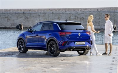 Volkswagen T-Roc R, 2019, vista posterior, exterior, nuevo azul T-Roc R, crossover compacto, coches alemanes, Volkswagen