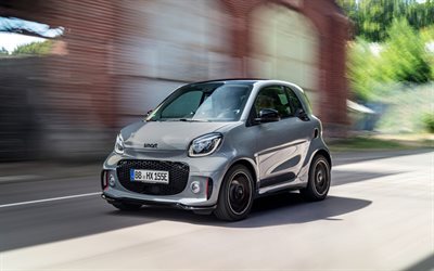 Smart ForTwo, 2019, exterior, front view, compact cars, new gray ForTwo, German cars, Smart
