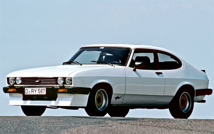 Mako V8, voitures r&#233;tro, voitures de 1979, coup&#233; blanc, 1979 Mako Ford Capri V8, voitures am&#233;ricaines, Ford