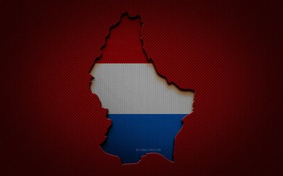 Luxembourg map, 4k, European countries, Luxembourg flag, red carbon background, Luxembourg map silhouette, Europe, Luxembourg, flag of Luxembourg