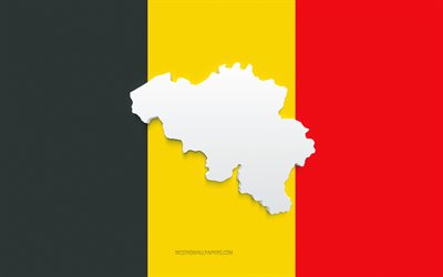 Belgium map silhouette, Flag of Belgium, silhouette on the flag, Belgium, 3d Belgium map silhouette, Belgium flag, Belgium 3d map