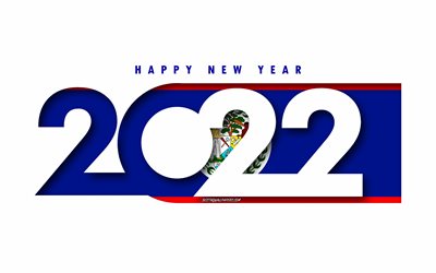 Felice Anno Nuovo 2022 Belize, sfondo bianco, Belize 2022, Belize 2022 Anno nuovo, 2022 concetti, Bielorussia, Bandiera del Belize
