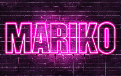 Happy Birthday Mariko, 4k, pink neon lights, Mariko name, creative, Mariko Happy Birthday, Mariko Birthday, popular japanese female names, picture with Mariko name, Mariko