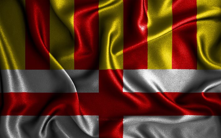 Bandiera di Manresa, 4k, bandiere ondulate di seta, citt&#224; spagnole, Giorno di Manresa, bandiere in tessuto, arte 3D, Manresa, citt&#224; della Spagna, Manresa 3D bandiera