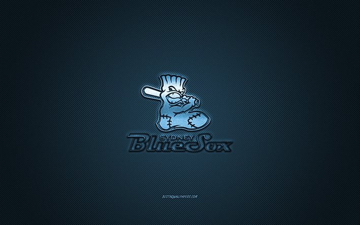 Sydney Blue Sox, club di baseball austriaco, ABL, logo blu, sfondo blu in fibra di carbonio, Australian Baseball League, baseball, Sydney, Australia, logo Sydney Blue Sox