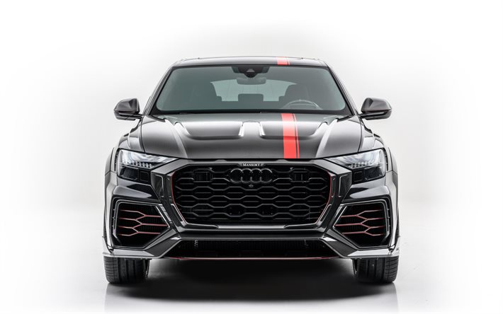 Audi RSQ8, 2021, Mansory, front view, exterior, new black Q8, Q8 tuning, RSQ8 Mansory, German cars, Audi