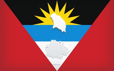 Antigua and Barbuda map silhouette, Flag of Antigua and Barbuda, silhouette on the flag, Antigua and Barbuda, 3d Antigua and Barbuda map silhouette, Antigua and Barbuda flag, Antigua and Barbuda 3d map