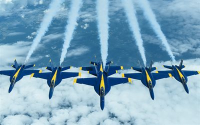 Blue Angels, United States Navy, flight demonstration squadron, Boeing FA-18 Super Hornet, combat aircraft, USA