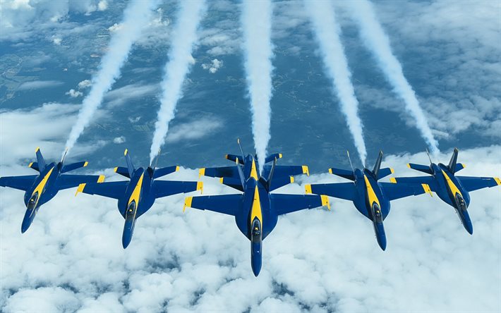 blue angels, united states navy, flight demonstration squadron, boeing fa-18 super hornet, kampfflugzeuge, usa
