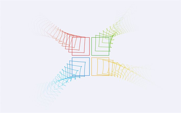 Microsoftin lineaarinen logo, 4k, luova, harmaat taustat, Microsoft-logo, Windows 11 -logo, tuotemerkit, Microsoft, Windows 11