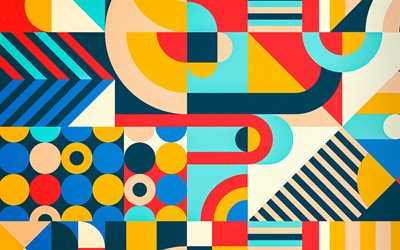 material design, 4k, geometric shapes, colorful backgrounds, abstract waves, geometric art, creative, artwork