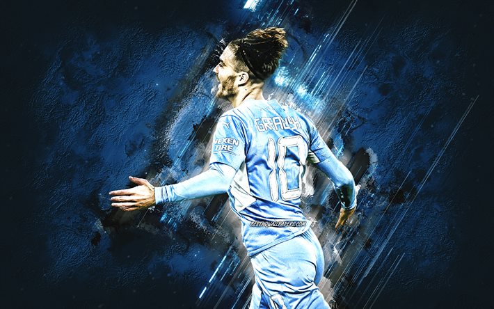 Download Wallpapers Jack Grealish Manchester City Fc English Footballer Premier League England Soccer Blue Stone Background Grunge Art For Desktop Free Pictures For Desktop Free