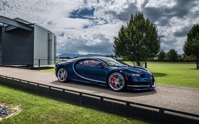 Bugatti Chiron de 2017, los coches, supercar, azul Quir&#243;n, azul Bugatti