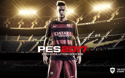 PES 2017, Neymar, 4k, juegos de 2017, PES, Pro Evolution Soccer