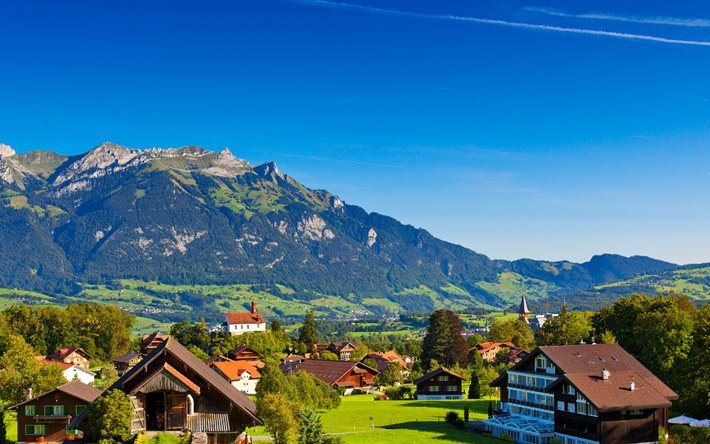 Alpes suizos, 5k, el verano, el pueblo, las monta&#241;as, Suiza