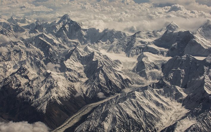 paisaje de monta&#241;a, la nieve, las monta&#241;as, los glaciares, rocas