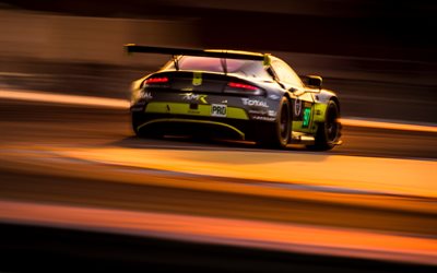 4k, A Aston Martin Racing Vantage GTE, supercarros, 2018 carros, desportivos, corrida de Vista, Aston Martin