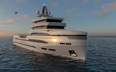 Spadolini concept, superyacht, 4k, Rosetti Spadolini 85, luxury yacht, sea, Rosetti Marino Group
