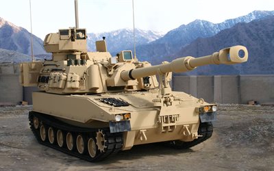 M109 Howitzer, self-propelled howitzer, M109A6 Paladin, American modern weapons, armored vehicles