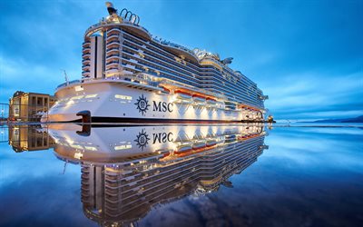 MSC Seaside, 4k, port, cruise ship, sea, Seaside, MSC Cruises