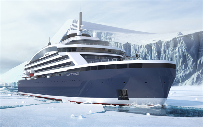 Ponant brise-glace, navire de croisi&#232;re, 4k, de luxe brise-glace, Ponant Navires