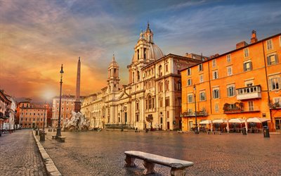 Rome, Fountain of Four Rivers, Italy, Piazza Navona, interesting place, Rome landmark