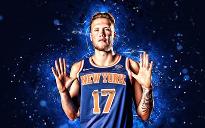 Ignas Brazdeikis, 4k, New York Knicks, NBA, basket, USA, Ignas Brazdeikis New York Knicks, luci al neon blu, Ignas Brazdeikis 4K, NY Knicks