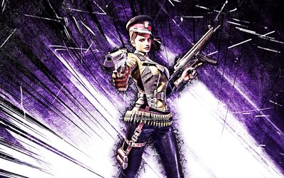 Paloma, art grunge, 4k, GFF, champs de bataille Free Fire, personnages Garena Free Fire, rayons abstraits violets, Garena Free Fire, Paloma Free Fire