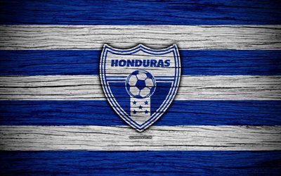 4k, Honduras national football team, logo, North America, football, wooden texture, soccer, Honduras, emblem, North American national teams, Honduran football team