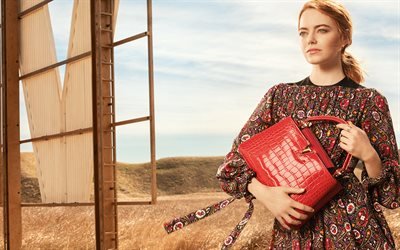4k, Emma Stone, 2018, fotoğraf &#231;ekimi, Louis Vuitton, film yıldızları, Hollywood, Amerikalı oyuncu