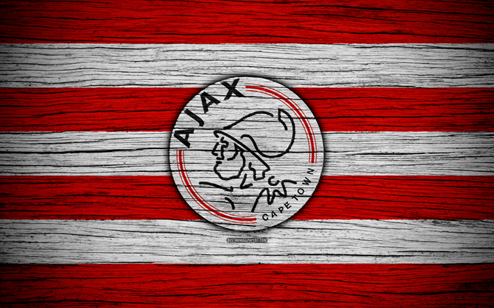 FC Ajax Cape Town, 4k, wooden texture, South African Premier League, soccer, Ajax Cape Town, South Africa, football, Ajax Cape Town FC
