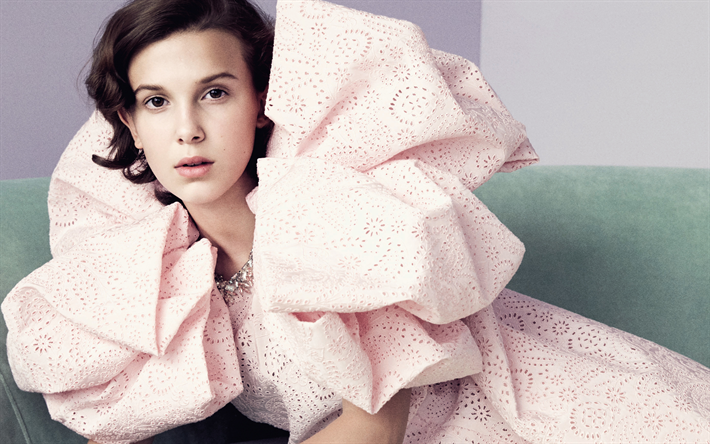 Millie Bobby Brown, 4k, Hollywood, 2018, Vogue, photoshoot, actrice am&#233;ricaine