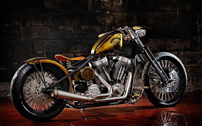 Chopper, M&#228;ssing Bollar Cykler, bobbers, lyxiga guld motorcyklar, coola cykel