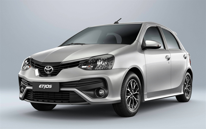 Toyota Etios, 4k, studio, 2018 auto, auto compatte, 2018 Toyota Etios, le auto giapponesi, Toyota