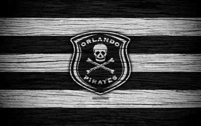 FC Orlando Pirates, 4k, wooden texture, South African Premier League, soccer, Orlando Pirates, South Africa, football, Orlando Pirates FC