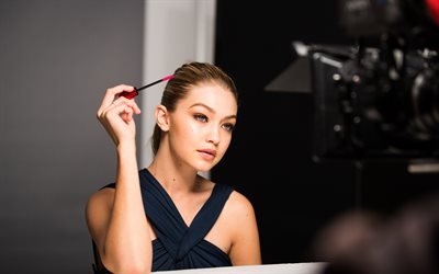 4k, Gigi Hadid, maquiagem, sess&#227;o de fotos, Hollywood, beleza, supermodelos, loira