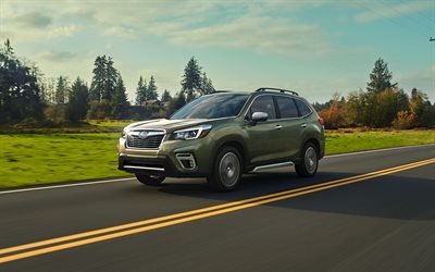 4k, Subaru Forester, le flou de mouvement, 2018 voitures, de Vus, de la route, le nouveau Forester, Subaru