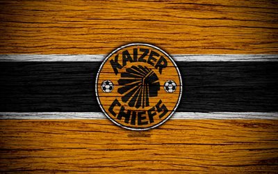 FC Kaizer Chiefs, 4k, textura de madeira, Sul-Africano Premier League, futebol, Kaizer Chiefs, &#193;frica Do Sul, Kaizer Chiefs FC