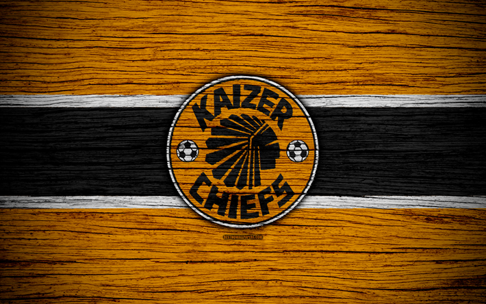FC Kaizer Chiefs, 4k, de madera de la textura, del Sur de &#193;frica de la Premier League, el f&#250;tbol, el Kaizer Chiefs, el Sur de &#193;frica, el Kaizer Chiefs FC