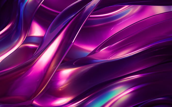 purple abstract waves, 3d art, abstrakte kunst, lila wellig hintergrund, abstrakt, wellen, kreativ, lila hintergrund, texturen, lila 3d-wellen