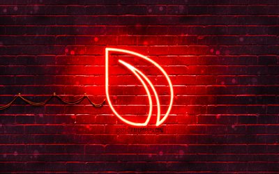 peercoin red-logo, 4k, red brickwall, peercoin-logo, kryptogeld, peercoin neon-logo, kryptogeld zeichen, peercoin