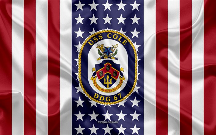 يو اس اس كول شعار, DDG-67, العلم الأمريكي, البحرية الأمريكية, الولايات المتحدة الأمريكية, يو اس اس كول شارة, سفينة حربية أمريكية, شعار يو اس اس كول