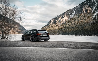 Audi RS4Avant, 2020, リヤビュー, 外観, 黒駅ワゴン, 新しい黒RS4Avant, ドイツ車, Audi